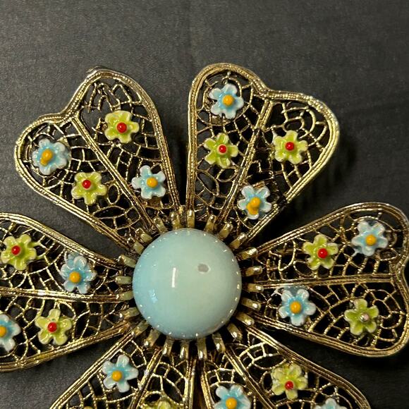 Vintage 50's Mode Art Arthur Pepper "ART" Flower All Over Daisies Brooch Signed - Picture 2 of 7